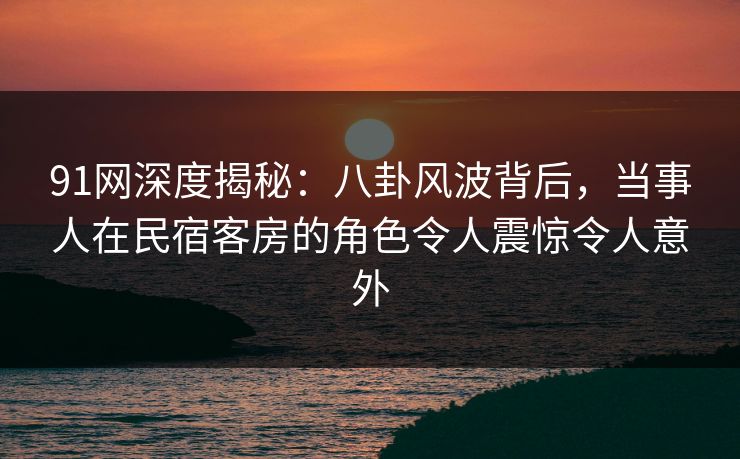 91网深度揭秘：八卦风波背后，当事人在民宿客房的角色令人震惊令人意外